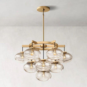 Cabrette Round Glass Chandelier 36" - King Lamps