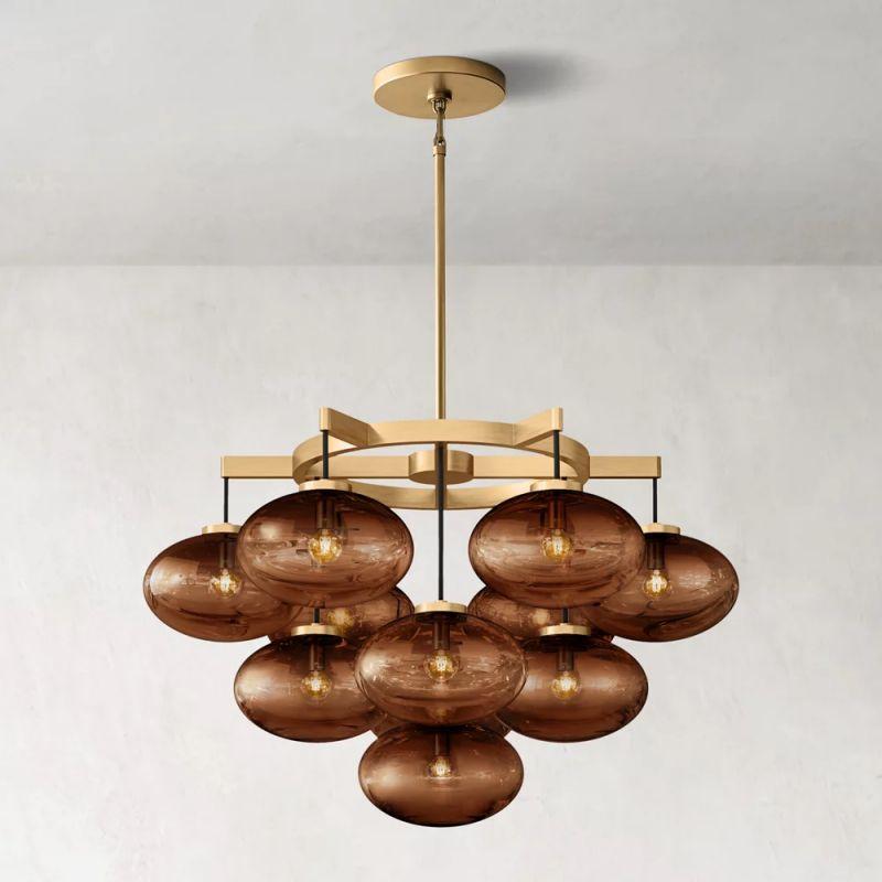 Cabrette Round Glass Chandelier 36" - King Lamps