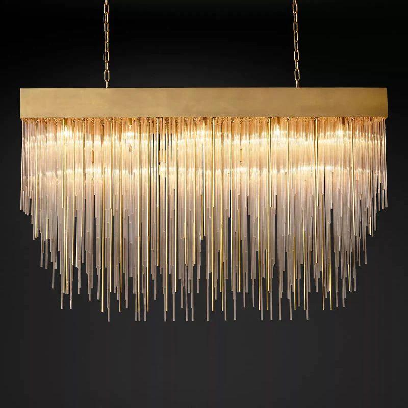 Cascade Crystal Rectangular Chandelier 54" - King Lamps