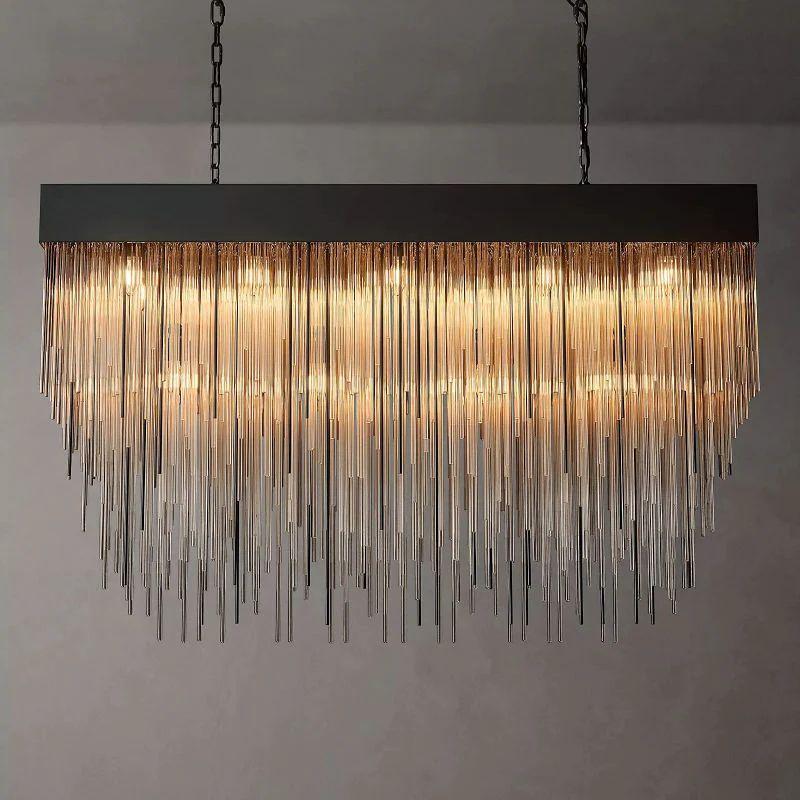 Cascade Crystal Rectangular Chandelier 54" - King Lamps