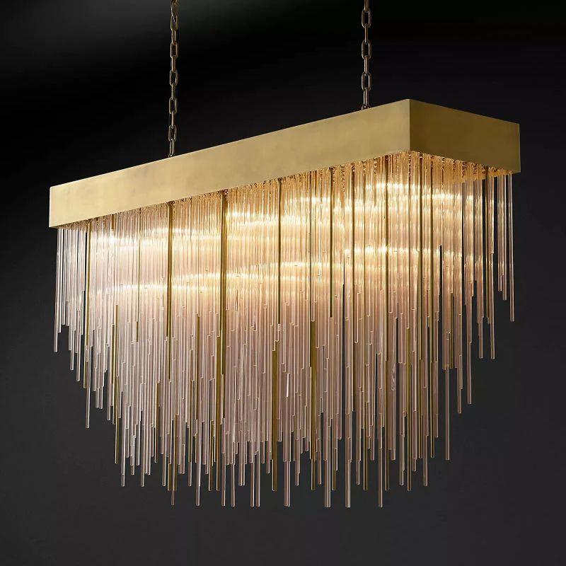 Cascade Crystal Rectangular Chandelier 54" - King Lamps