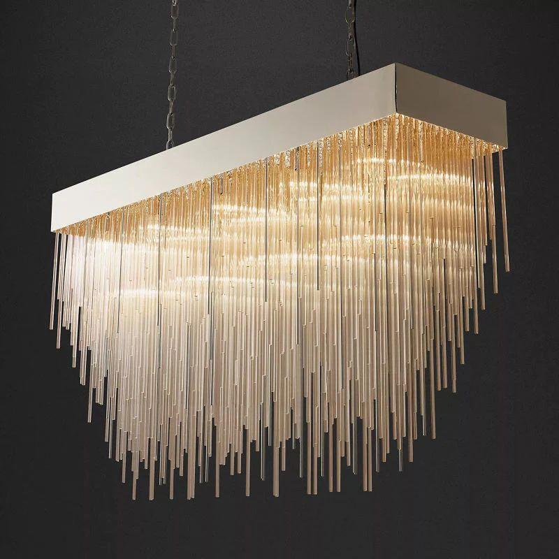 Cascade Crystal Rectangular Chandelier 54" - King Lamps