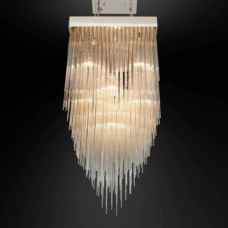 Cascade Crystal Square Chandelier 30" - King Lamps