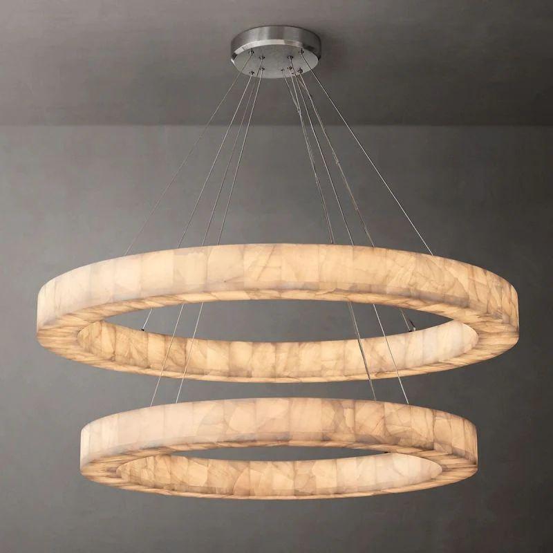 Rivage 2-Tier Round Calcite Chandelier 60" - King Lamps