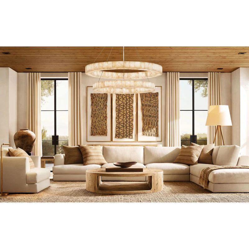 Rivage 2-Tier Round Calcite Chandelier 60" - King Lamps