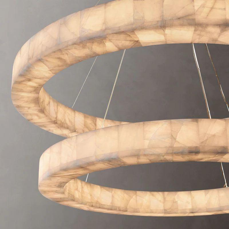 Rivage 2-Tier Round Calcite Chandelier 60" - King Lamps