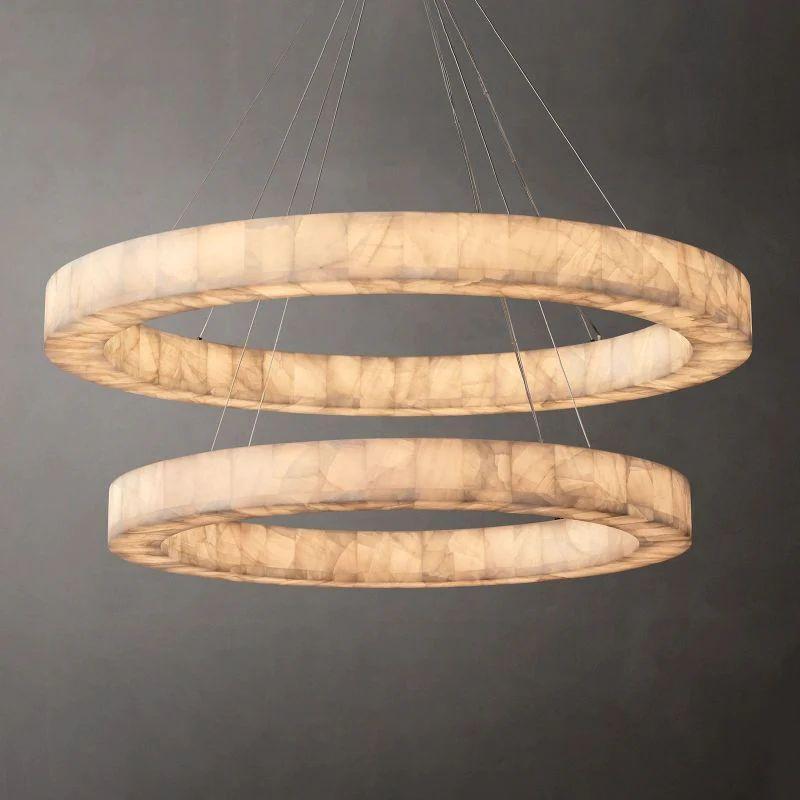 Rivage 2-Tier Round Calcite Chandelier 60" - King Lamps