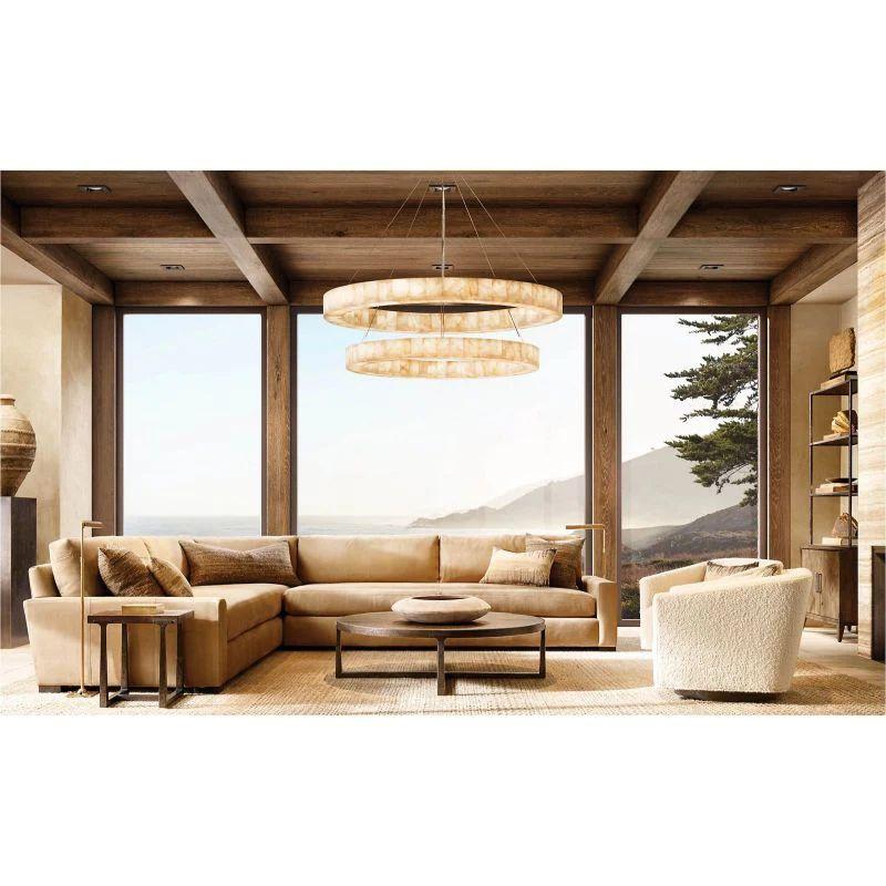Rivage 2-Tier Round Calcite Chandelier 60" - King Lamps