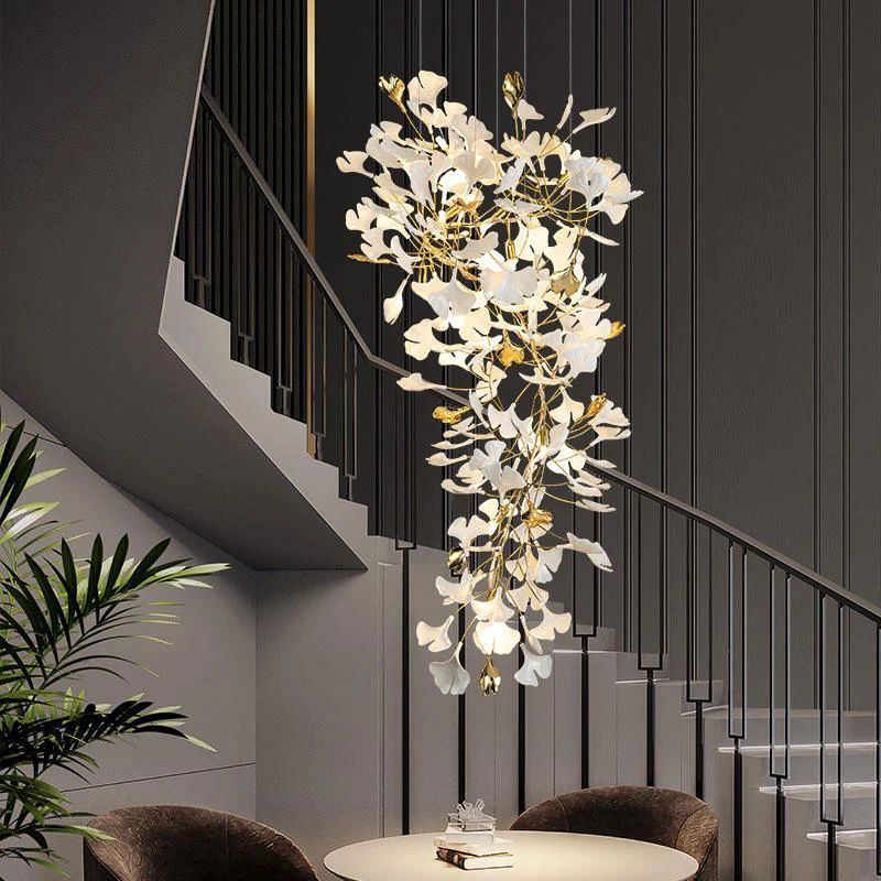 Ceramic Ginkgo Cascading A Branch Chandelier-King Lamps