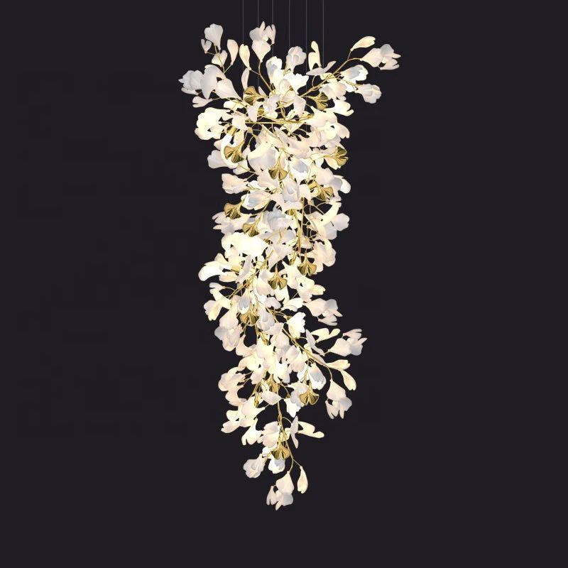 Ceramic Ginkgo Cascading A Branch Chandelier-King Lamps