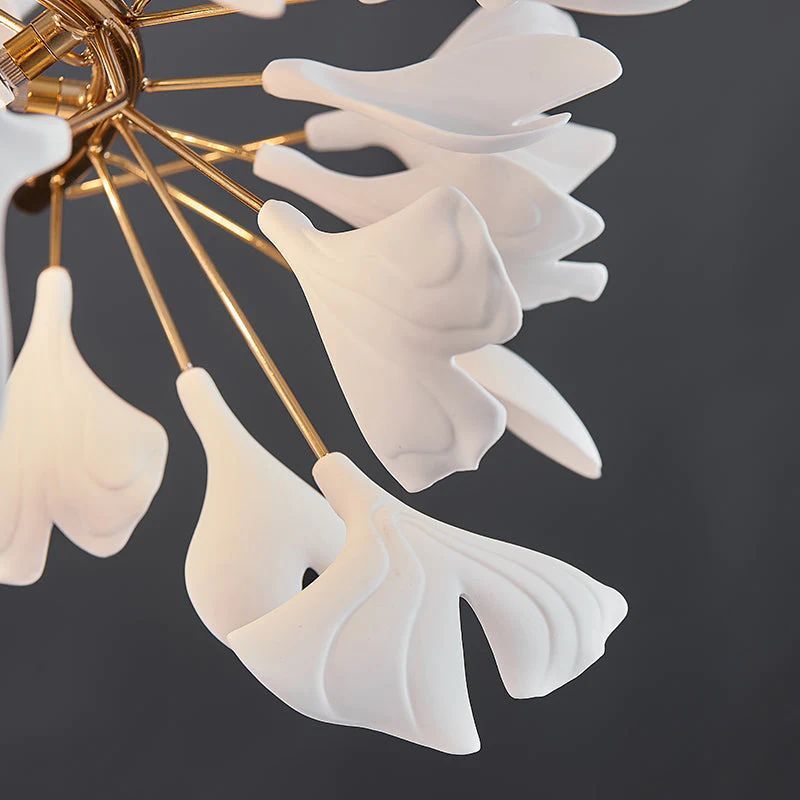 Ceramic Ginkgo Cascading A Branch Chandelier-King Lamps