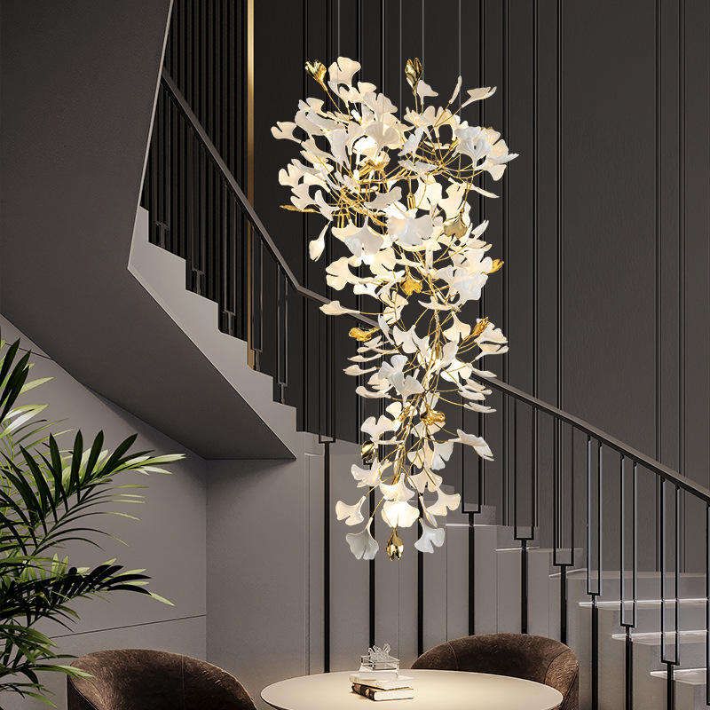Ceramic Ginkgo Cascading A Branch Chandelier-King Lamps
