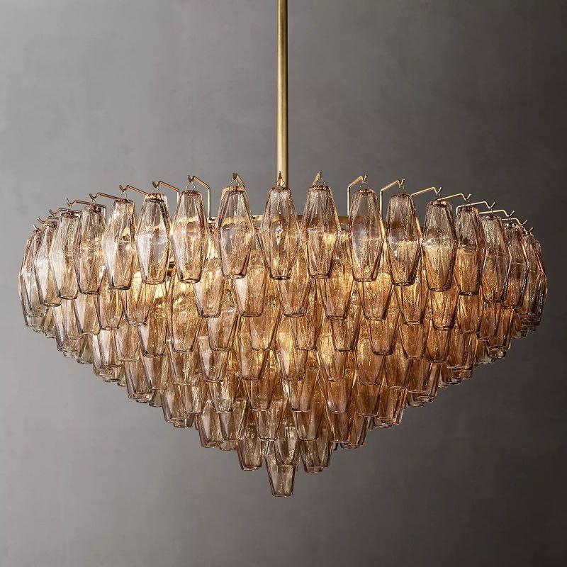 Chiara Smoke Glass Tiered Round Chandelier 37" For Living Room - King Lamps