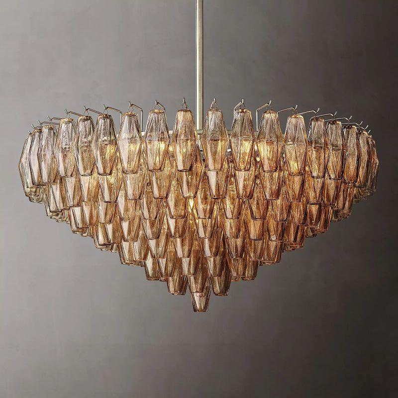 Chiara Smoke Glass Tiered Round Chandelier 37" For Living Room - King Lamps