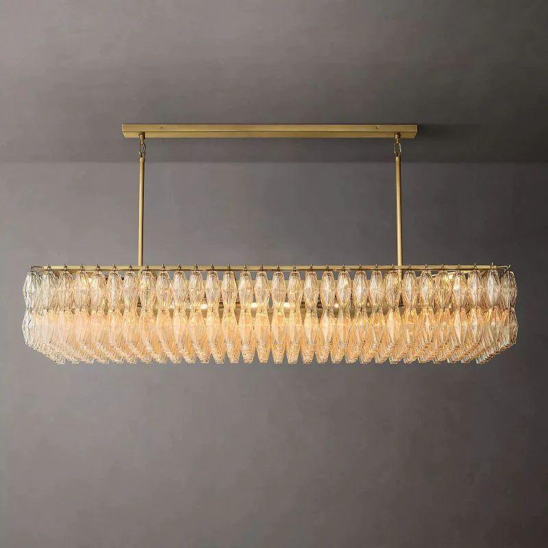 Chiara Clear Glass Rectangular Chandelier 74" For Living Room - King Lamps