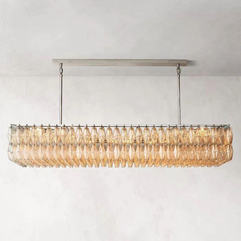 Chiara Clear Glass Rectangular Chandelier 74" For Living Room - King Lamps