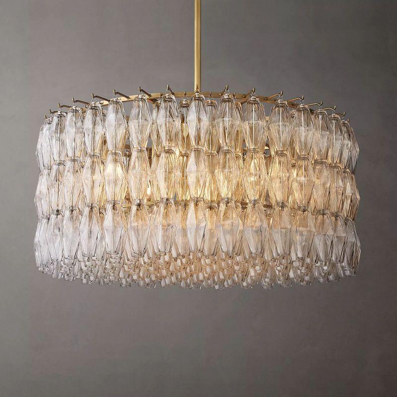 Chiara Clear Glass Round Chandelier 37" For Living Room - King Lamps