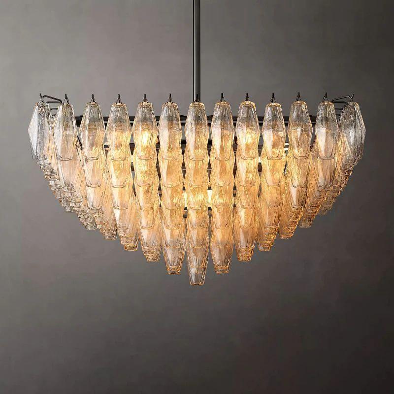 Chiara Clear Glass Square Chandelier 32" For Living Room - King Lamps