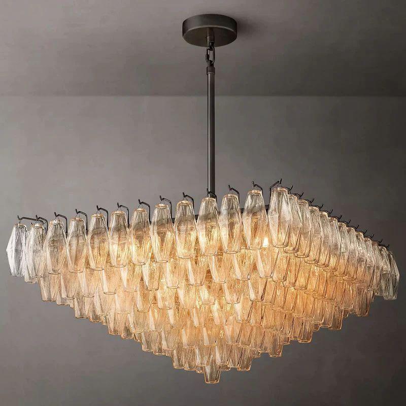 Chiara Clear Glass Square Chandelier 32" For Living Room - King Lamps