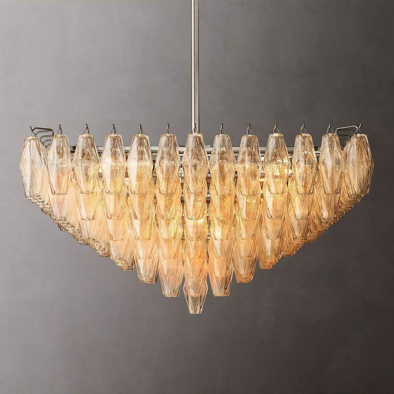 Chiara Clear Glass Square Chandelier 32" For Living Room - King Lamps