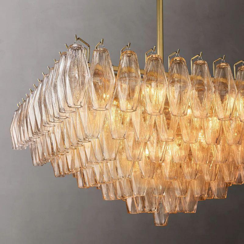 Chiara Clear Glass Square Chandelier 32" For Living Room - King Lamps