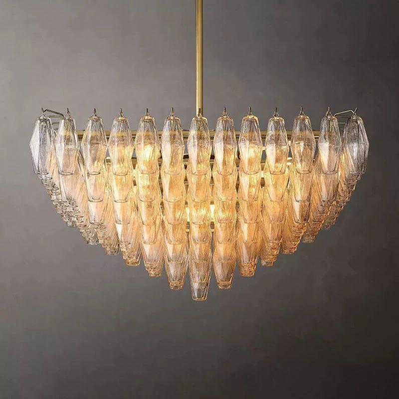 Chiara Clear Glass Square Chandelier 32" For Living Room - King Lamps