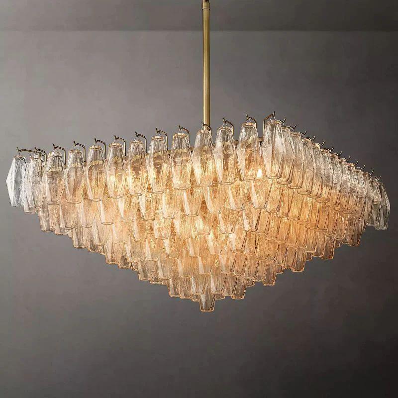 Chiara Clear Glass Square Chandelier 32" For Living Room - King Lamps