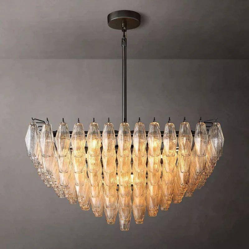 Chiara Clear Glass Square Chandelier 32" For Living Room - King Lamps