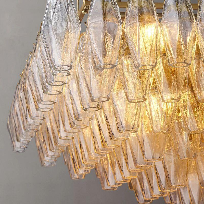 Chiara Clear Glass Tiered Rectangular Chandelier 74" For Living Room - King Lamps