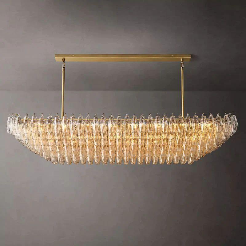 Chiara Clear Glass Tiered Rectangular Chandelier 74" For Living Room - King Lamps