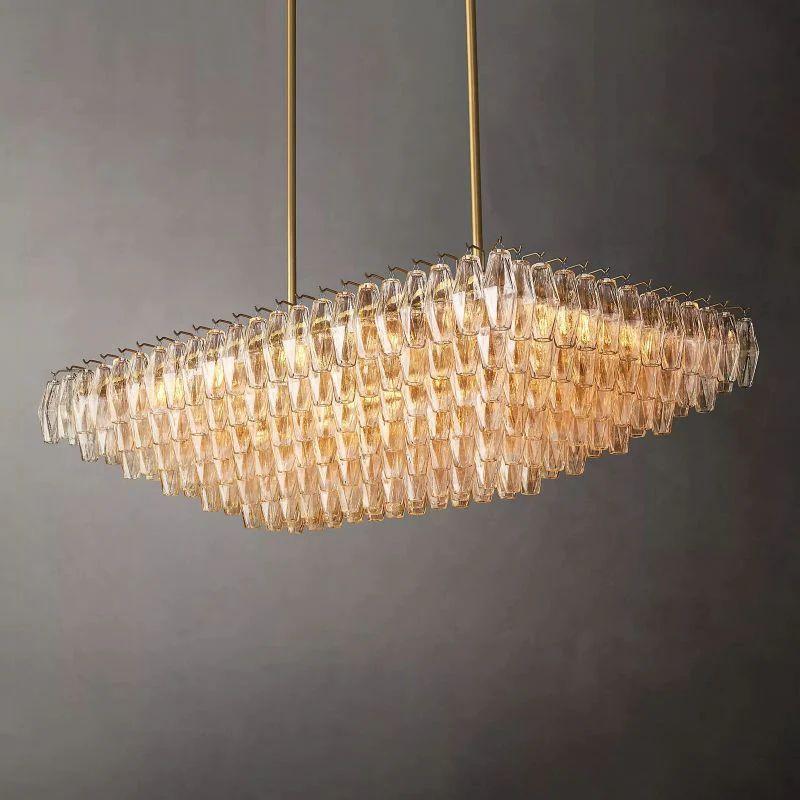 Chiara Clear Glass Tiered Rectangular Chandelier 54" For Living Room - King Lamps