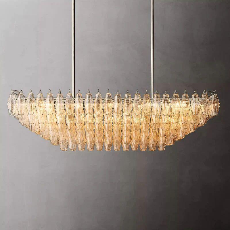 Chiara Clear Glass Tiered Rectangular Chandelier 54" For Living Room - King Lamps