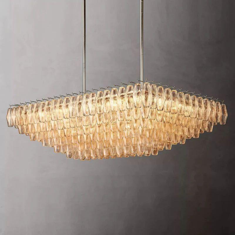 Chiara Clear Glass Tiered Rectangular Chandelier 54" For Living Room - King Lamps