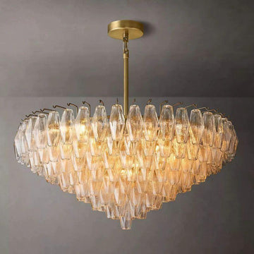 Chiara Clear Glass Tiered Round Chandelier 37" For Living Room - King Lamps