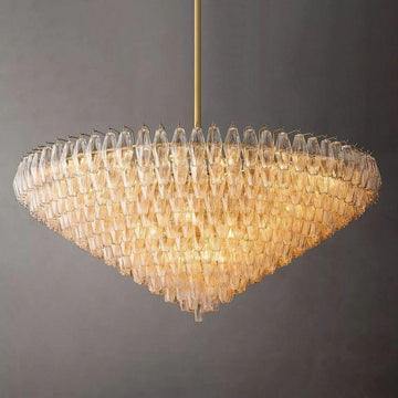 Chiara Clear Glass Tiered Round Chandelier 62" For Living Room - King Lamps
