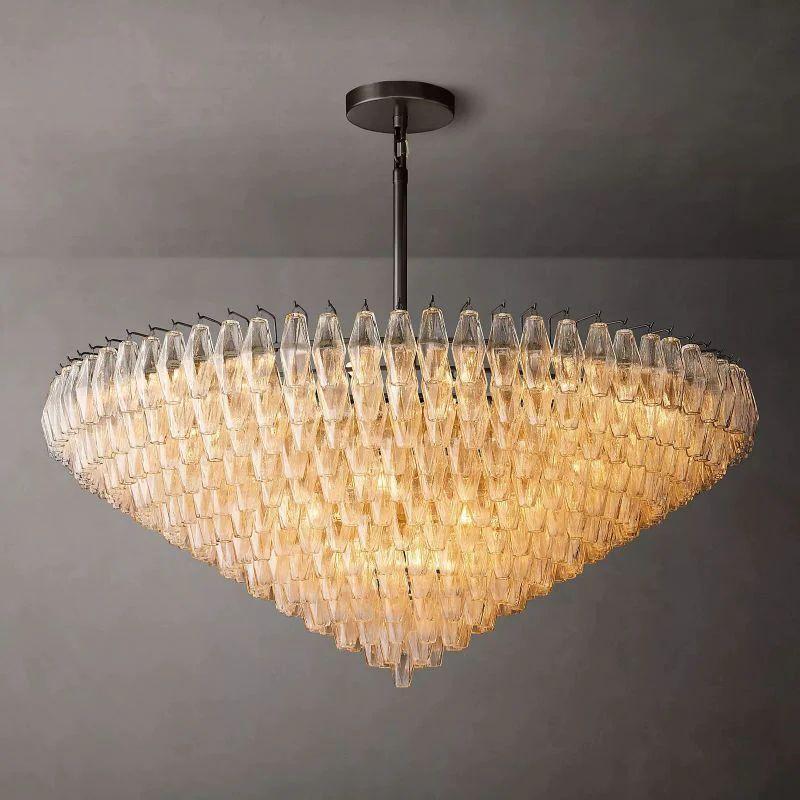 Chiara Clear Glass Tiered Round Chandelier 62" For Living Room - King Lamps