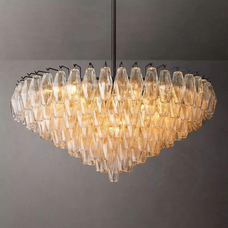 Chiara Clear Glass Tiered Round Chandelier 37" For Living Room - King Lamps