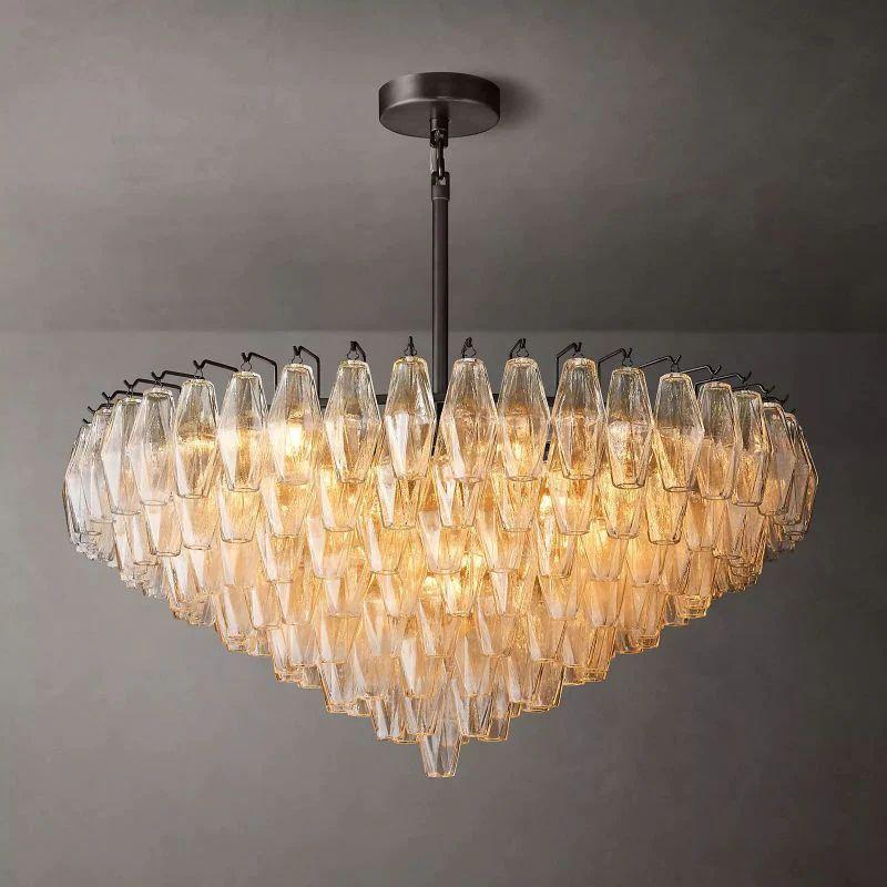 Chiara Clear Glass Tiered Round Chandelier 37" For Living Room - King Lamps