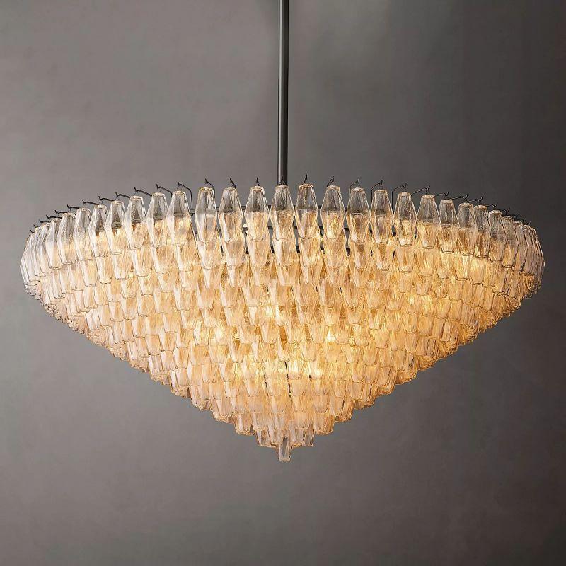 Chiara Clear Glass Tiered Round Chandelier 62" For Living Room - King Lamps