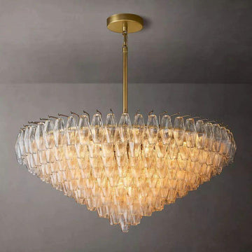 Chiara Clear Glass Tiered Round Chandelier 47" For Living Room - King Lamps