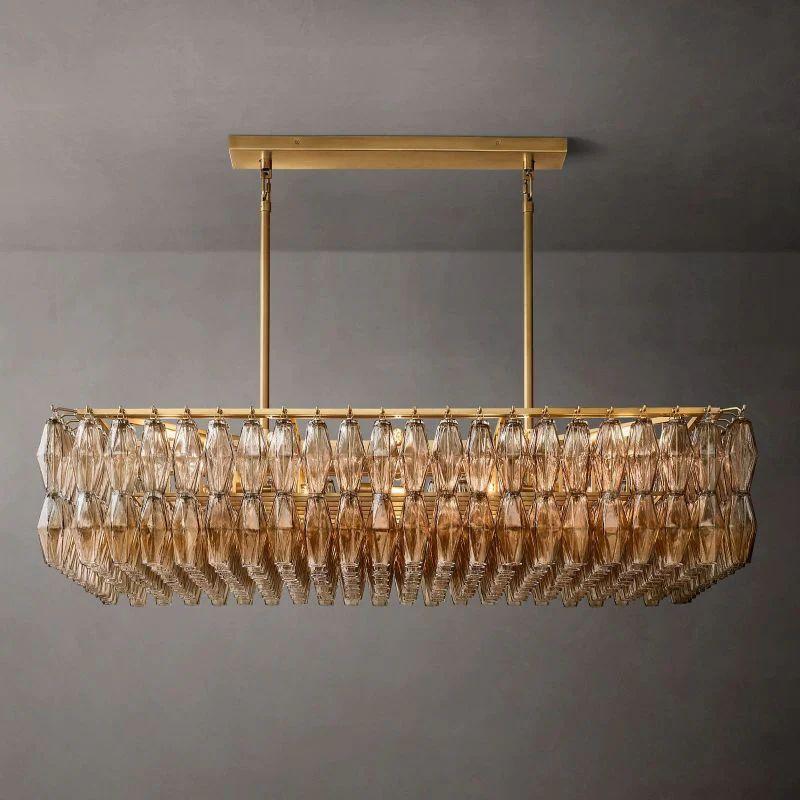 Chiara Glass Rectangular Chandelier 54" For Living Room - King Lamps