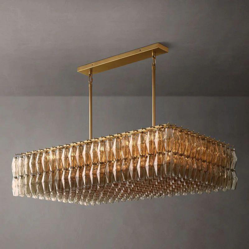 Chiara Glass Rectangular Chandelier 54" For Living Room - King Lamps