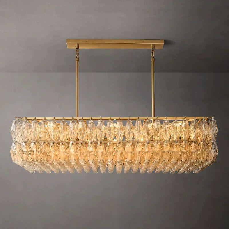 Chiara Glass Rectangular Chandelier 54" For Living Room - King Lamps