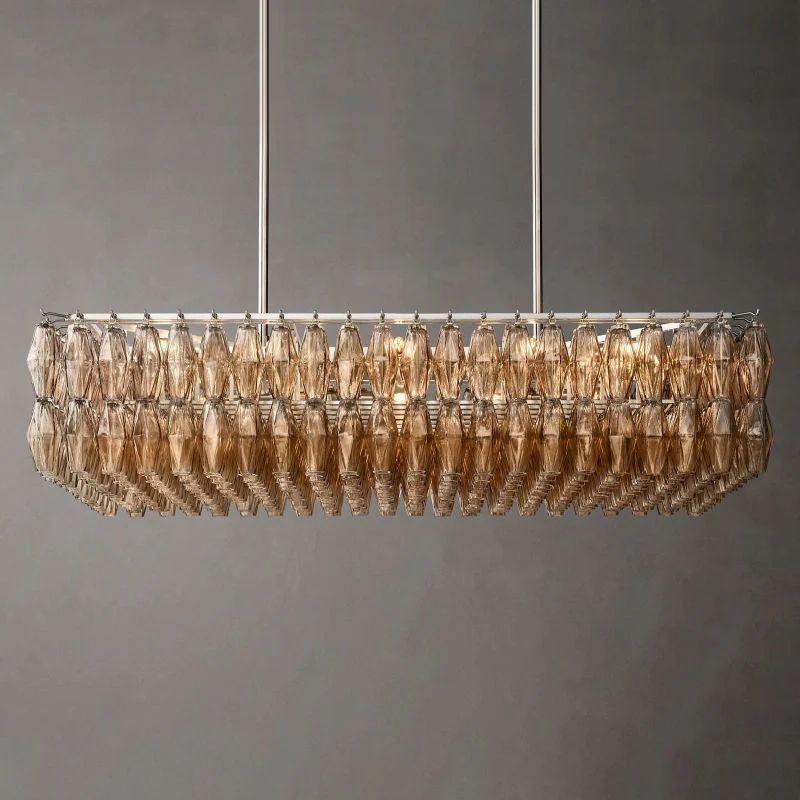 Chiara Glass Rectangular Chandelier 54" For Living Room - King Lamps