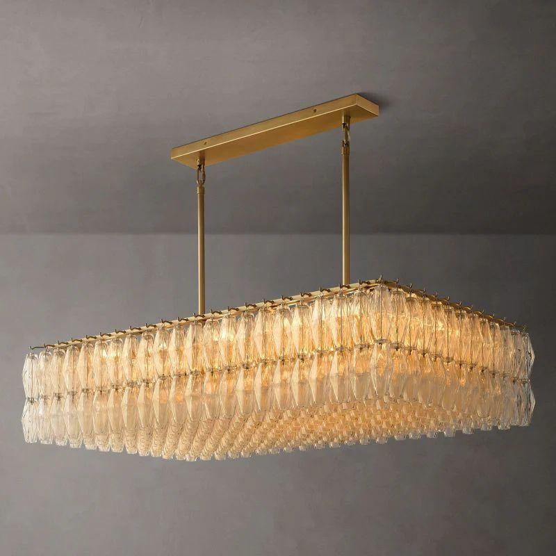 Chiara Glass Rectangular Chandelier 54" For Living Room - King Lamps