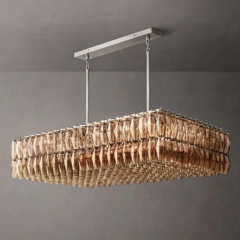 Chiara Glass Rectangular Chandelier 54" For Living Room - King Lamps