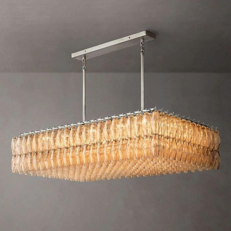Chiara Glass Rectangular Chandelier 54" For Living Room - King Lamps