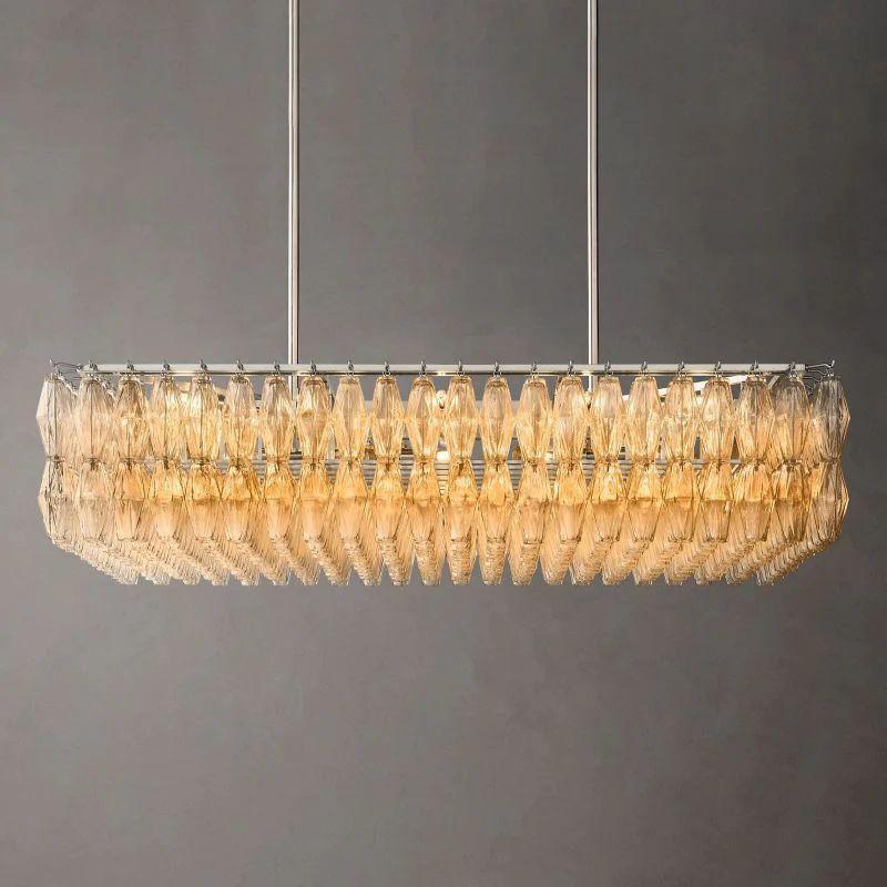 Chiara Glass Rectangular Chandelier 54" For Living Room - King Lamps