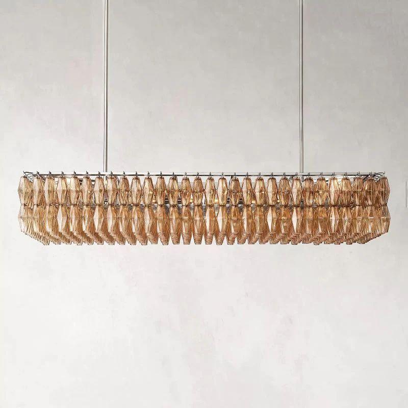 Chiara Smoke Glass Rectangular Chandelier 74" For Living Room - King Lamps