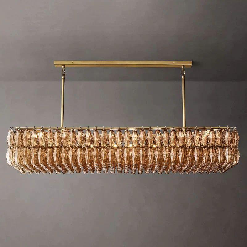 Chiara Smoke Glass Rectangular Chandelier 74" For Living Room - King Lamps